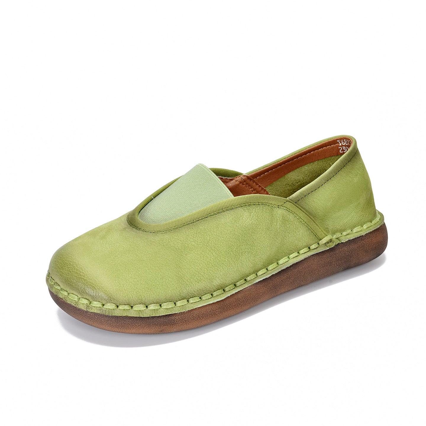 Women's First Layer Cowhide Flat Retro Round Head Pumps Comfortable Soft Women's Casual Shoes