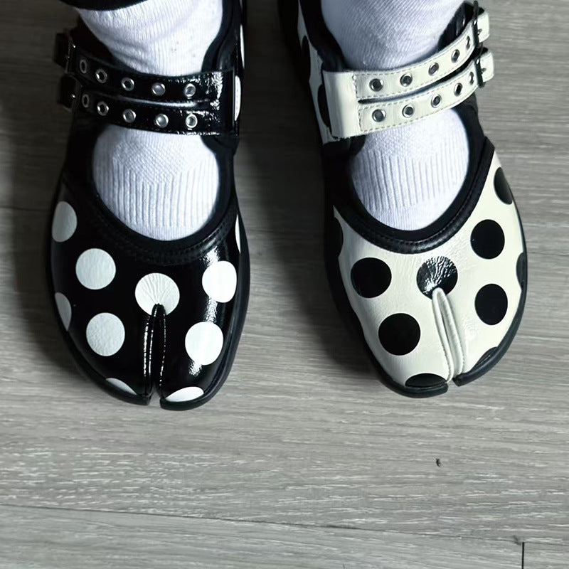 Women's Polka Dot Trotter Pumps Flat Ballet Mary Women's Casual Shoes