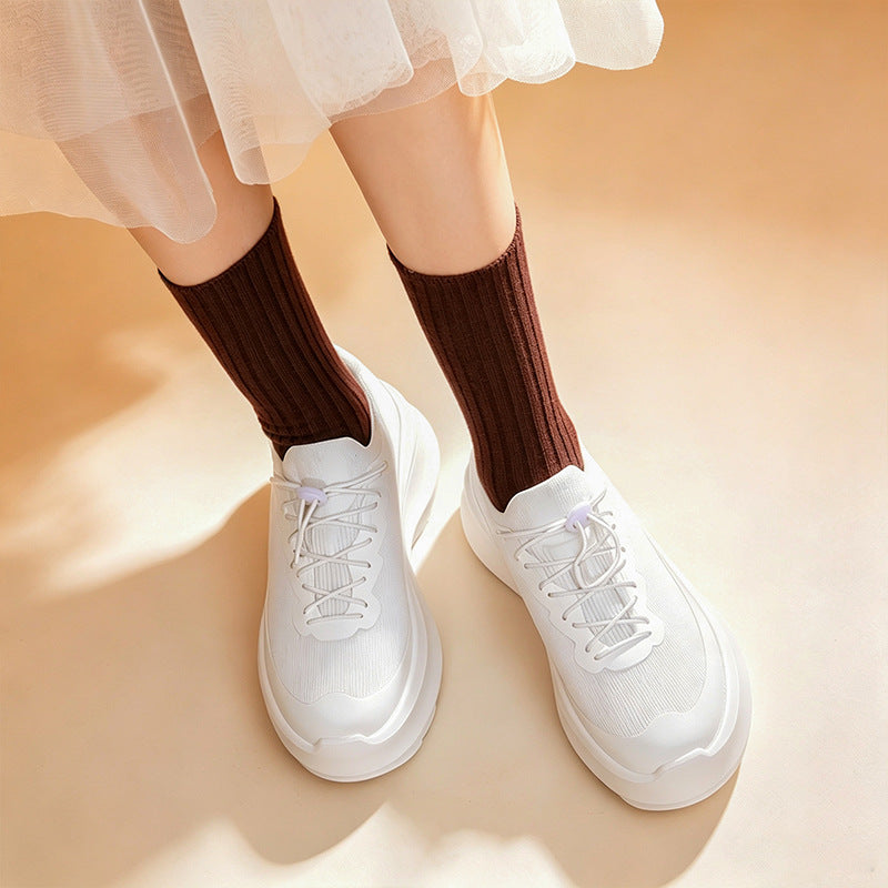 Women's Mesh Surface Clunky Muffin Bottom Small Light Trendy Height Women's Sports Shoes