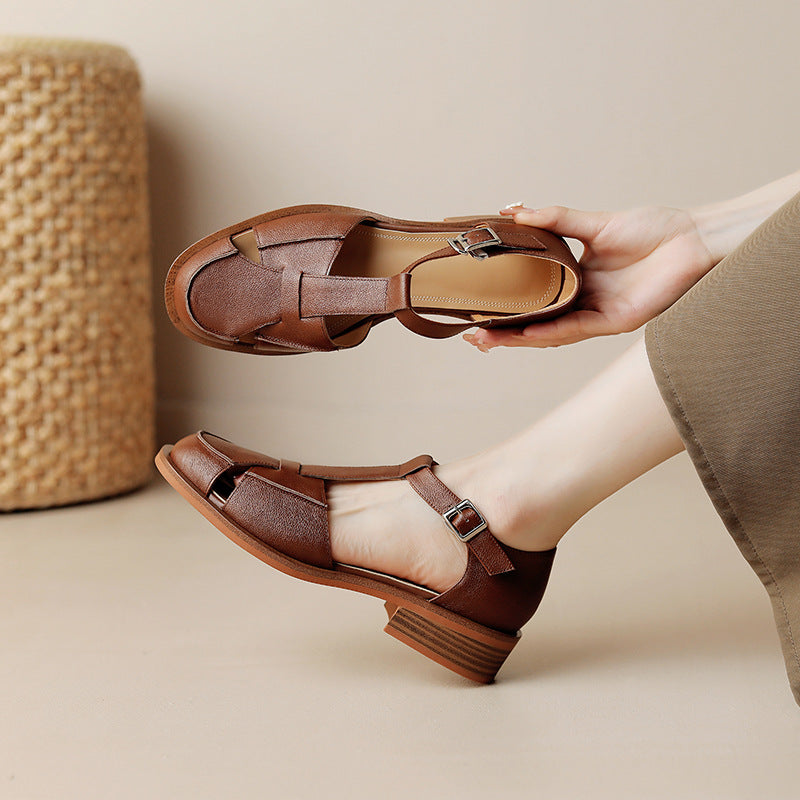 Women's Summer Chunky Low Fashion Closed Toe Flat Sandals