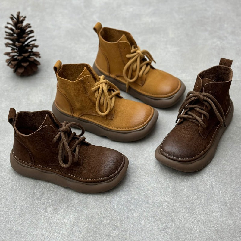 Women's Short Handmade Cotton Linen Style Wide Boots
