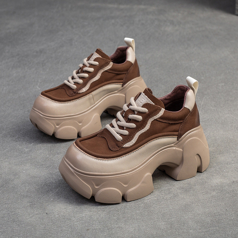 Women's Shu Front Platform Small Elevator Wild Women's Casual Shoes