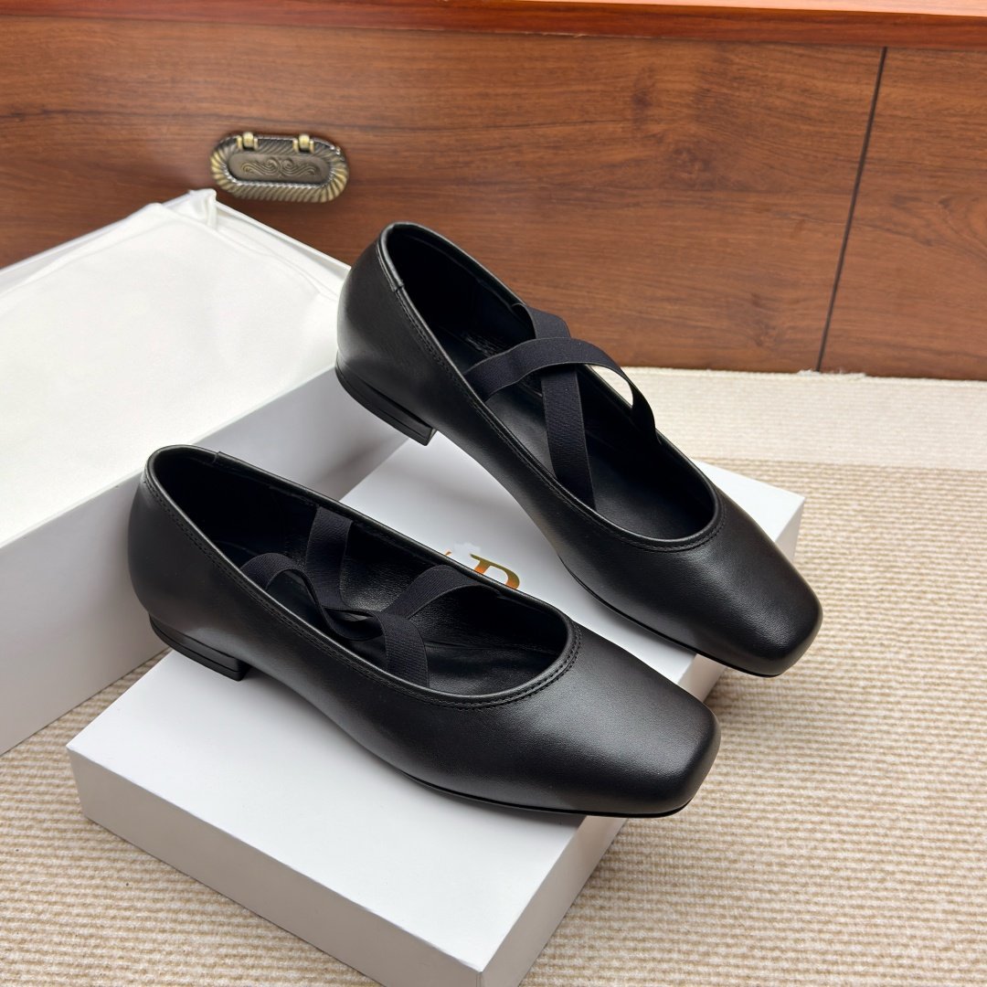 Women's Cross Elastic Band Flat Pumps Minimalist Retro Square Head Women's Fashion Shoes