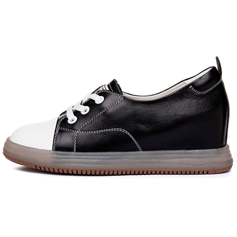 Women's White Genuine Thick Bottom Show Feet Small Women's Casual Shoes