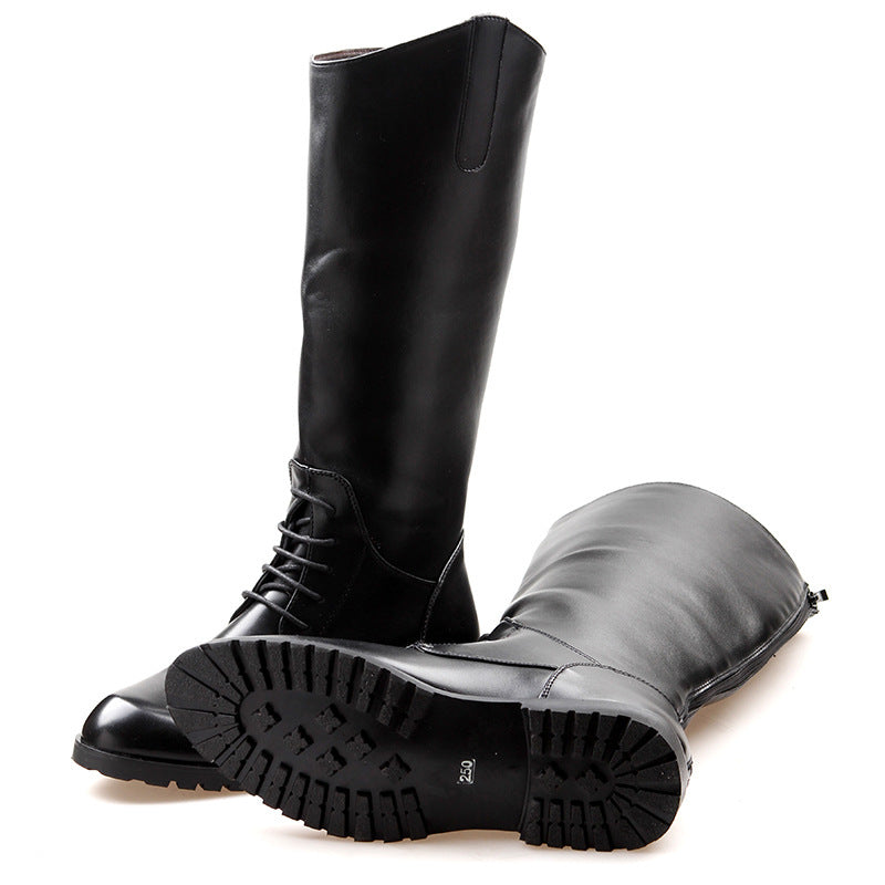 Men's Fashion High Back Zipper Trend Performance Stage Men's Leather Boots