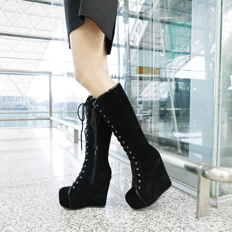 Women's Fashion Stocking Martin Flat Bottom Large Size Side Women's Leather Boots