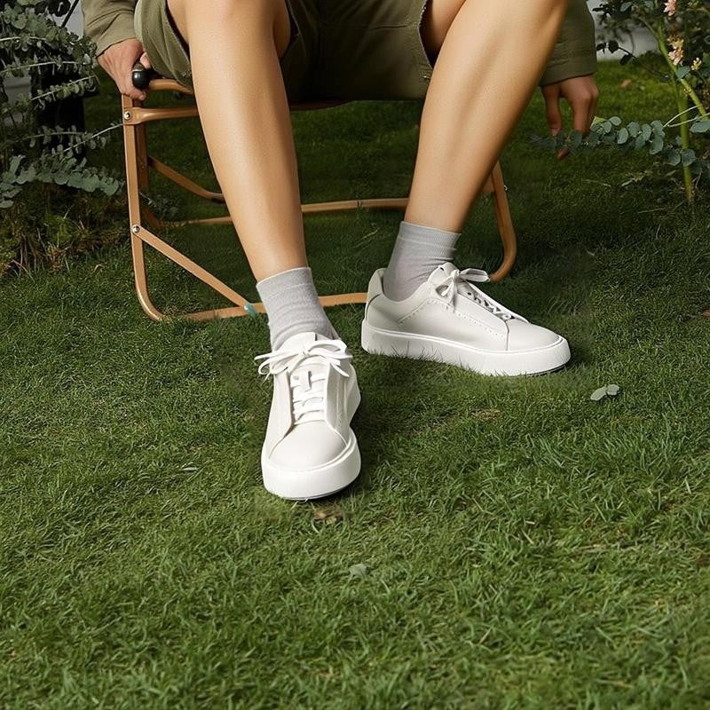 Men's White Lychee Pattern Thick Bottom Tide Summer Men's Shoes