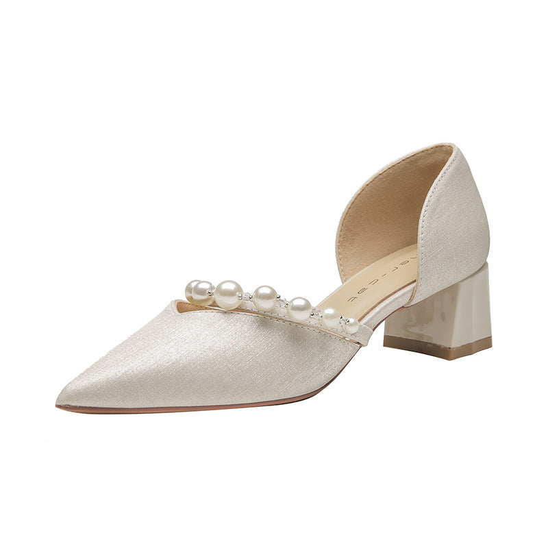 Women's Sheepskin Pointed Toe Mary Jane Summer Heels