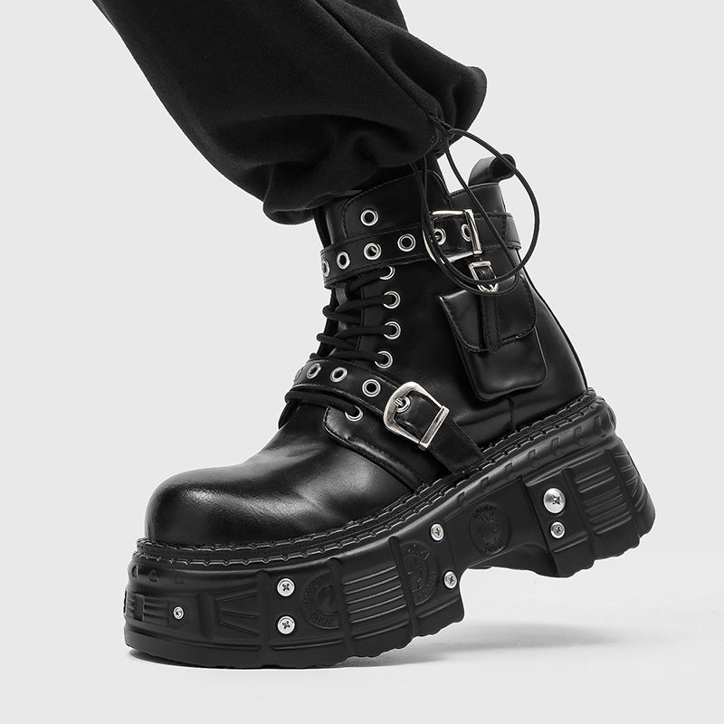 Men's Punk Platform Cool Drag Dark Asian Culture Fashion Metal Men's Martin Boots