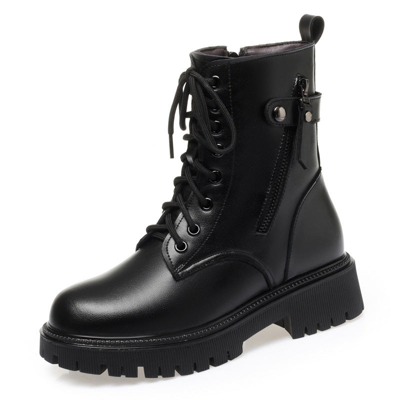 Women's Veet Padded Plus Size Platform Ankle Sheepskin Fur Integrated Women's Leather Boots