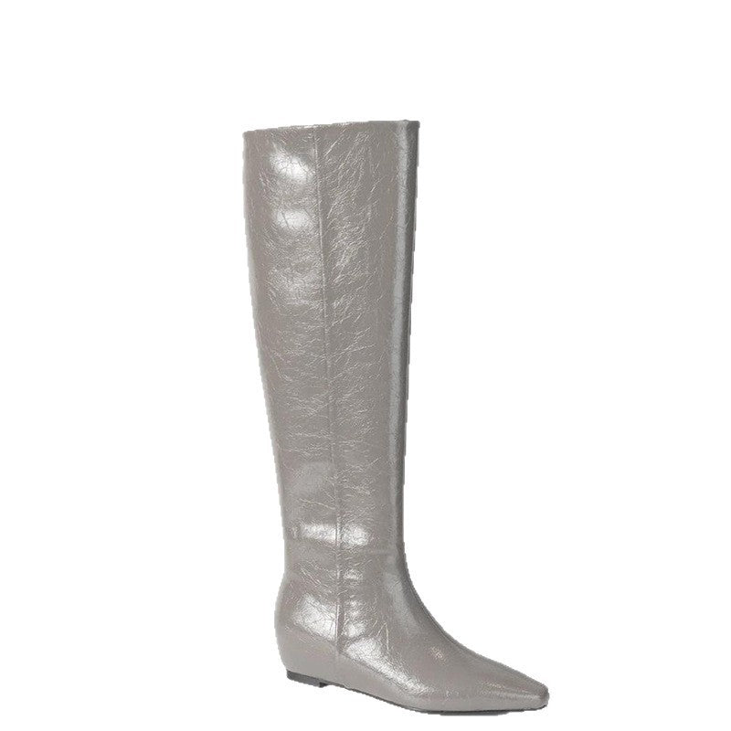 Women's The Knee High Leg Can't Drop Tube Look Women's Leather Boots