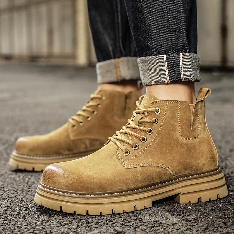 Men's Genuine Fashion Suede British Style Middle Men's Martin Boots