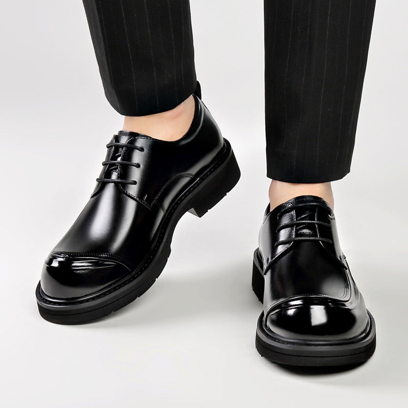 Men's Breathable British Style Business Formal Derby Groom Wedding Men's Casual Leather Shoes