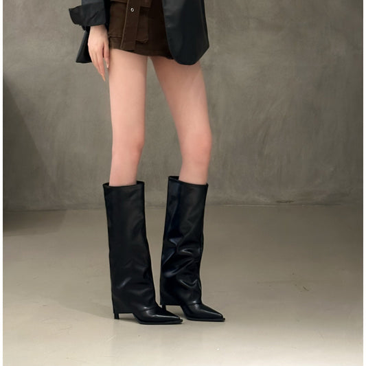Pointed Hot Style Pants Tube High Female Stiletto Below The Heels