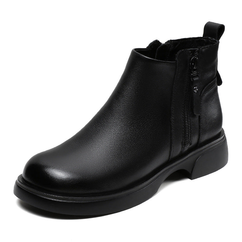 Women's Authentic British Style Martin Side Zipper Autumn Flat Ankle Men's Shoes