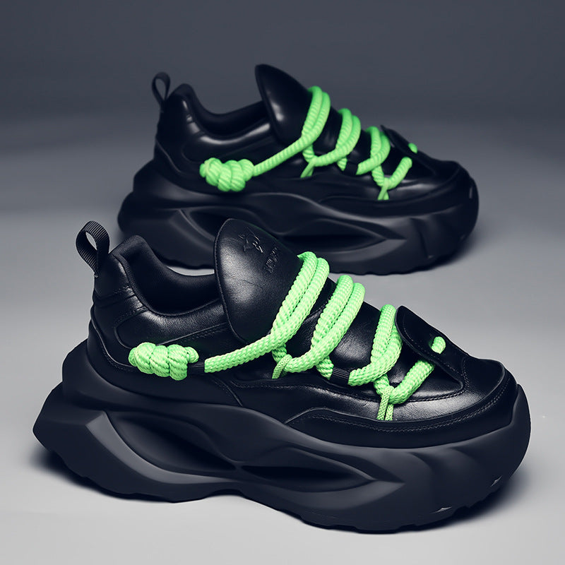 Men's Cowhide Dad Platform Design Sense Fashion Sneakers