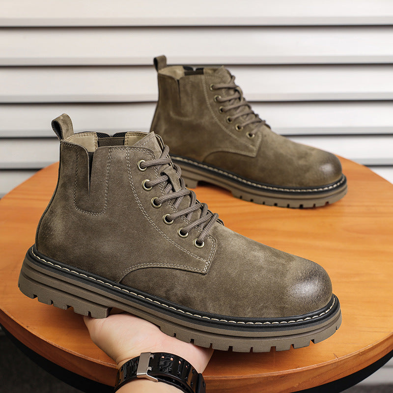 Men's Genuine Fashion Suede British Style Middle Men's Martin Boots