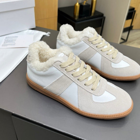 Women's Fleece-lined German Training Real Wool Lining Sports Casual Shoes