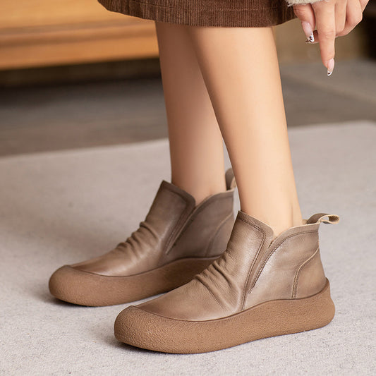 Flat Ankle Retro Handmade Slip-on Knight Boots