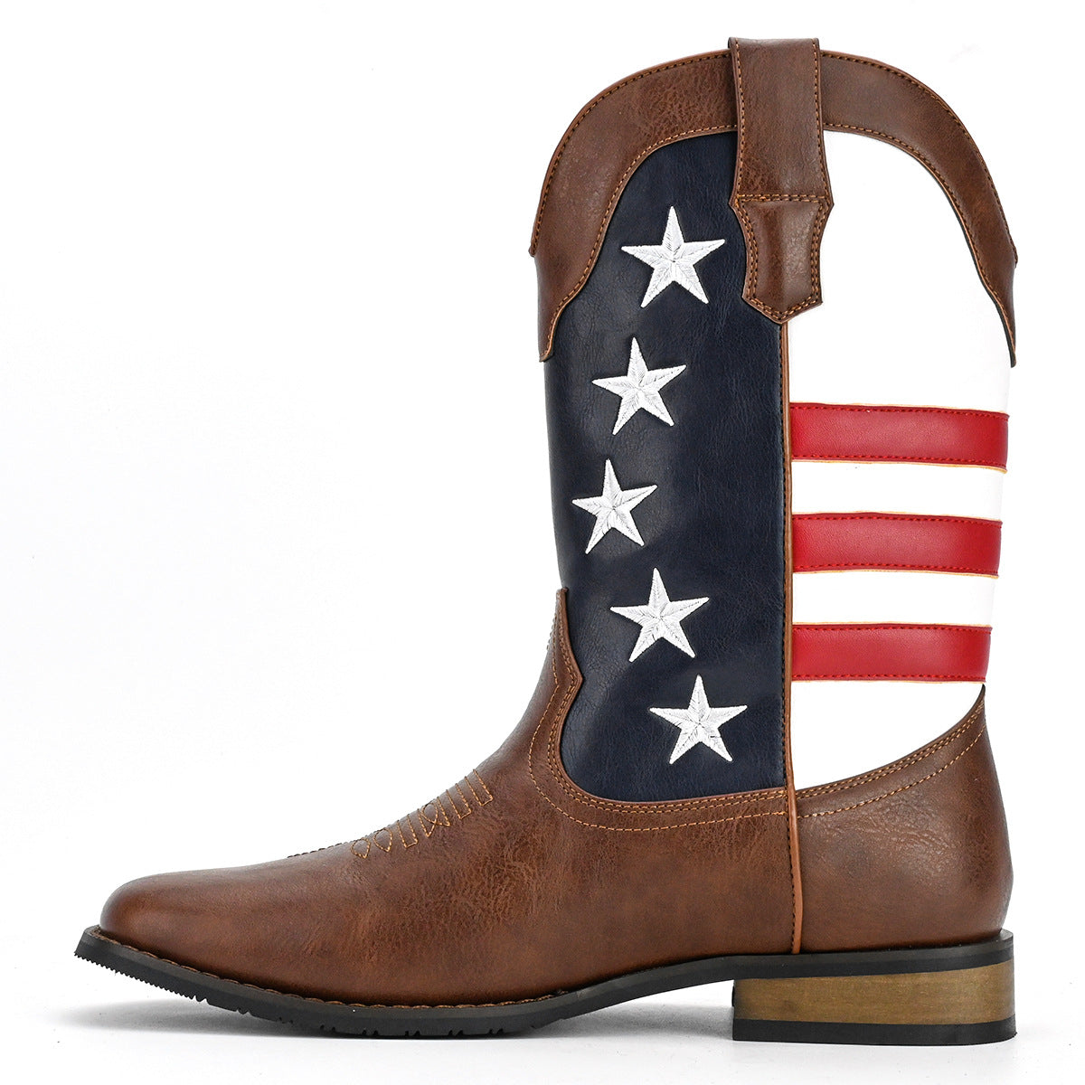 Men's Personality Fashion Design Cowboy Five-pointed Star Suit Men's Leather Boots