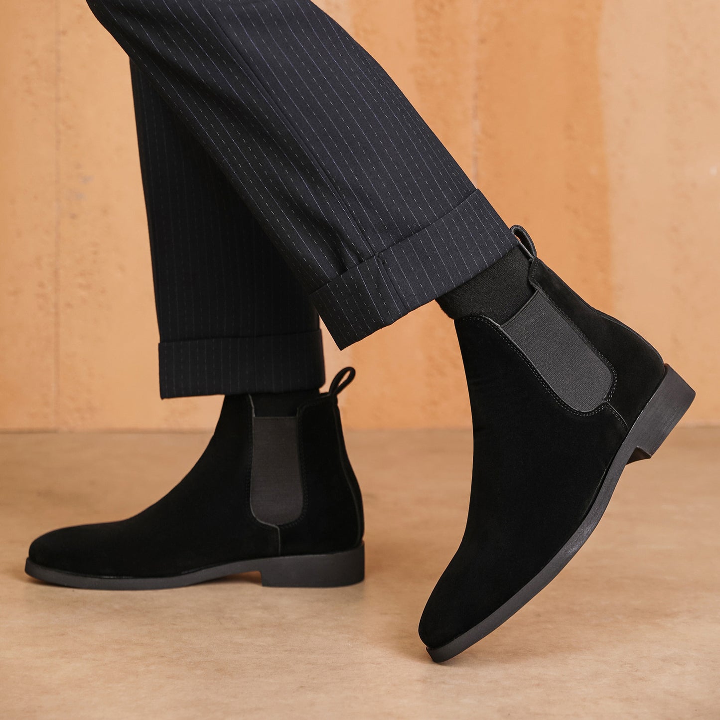 Men's Faux Deerskin Chelsea Stretch Suede Martin Men's Leather Boots