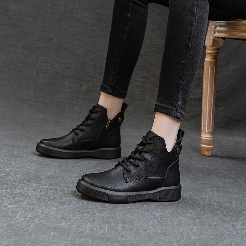 Women's Brown Soft Martin Thick-soled Retro Literary Boots