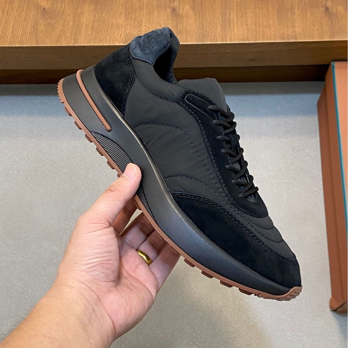 Cowhide Stitching Contrast Color Matching Fashionable Breathable Versatile Men's Sports Shoes