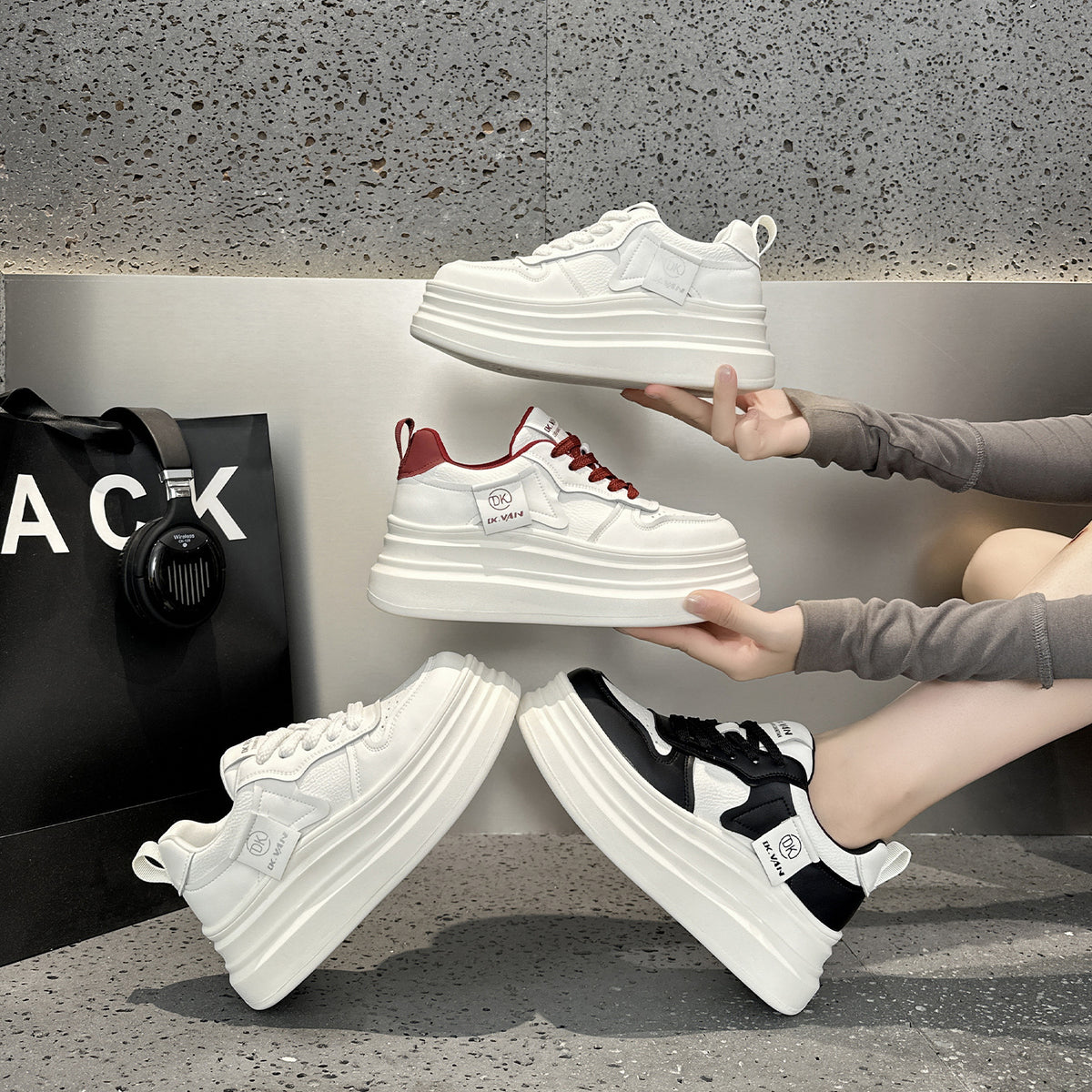 Women's Platform Hight Increasing Board Bottom Small Breathable Women's Sports Shoes
