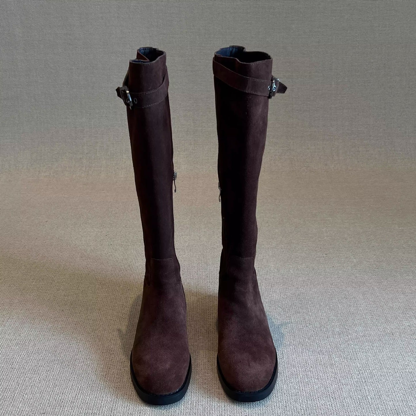 Western Cowboy Long Female Suede Chunky Boots