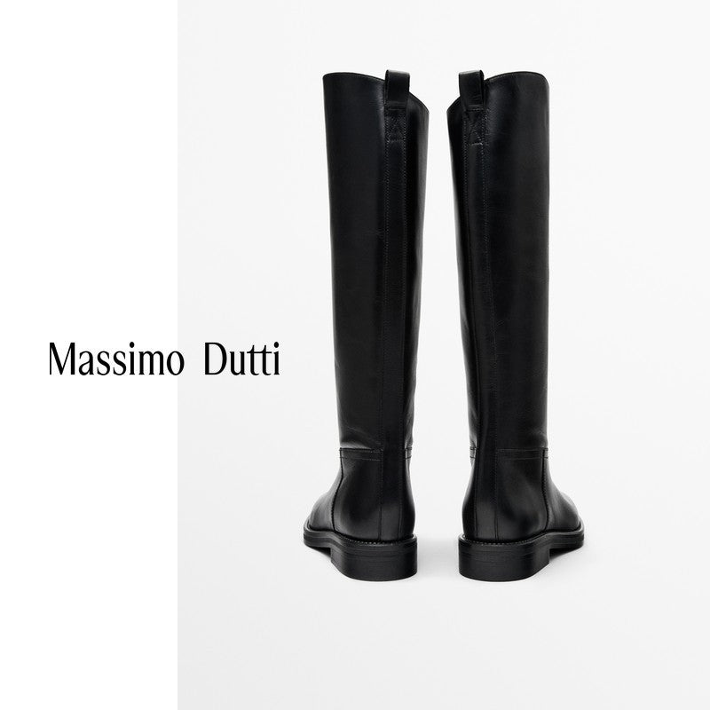 Women's Black Equestrian Style Below The Knee Men's Shoes