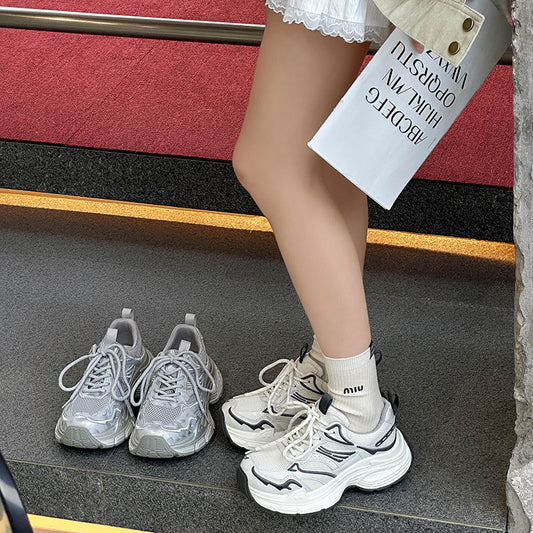 Women's Genuine Sier Dad Platform Muffin Mesh Versatile Women's Sports Shoes