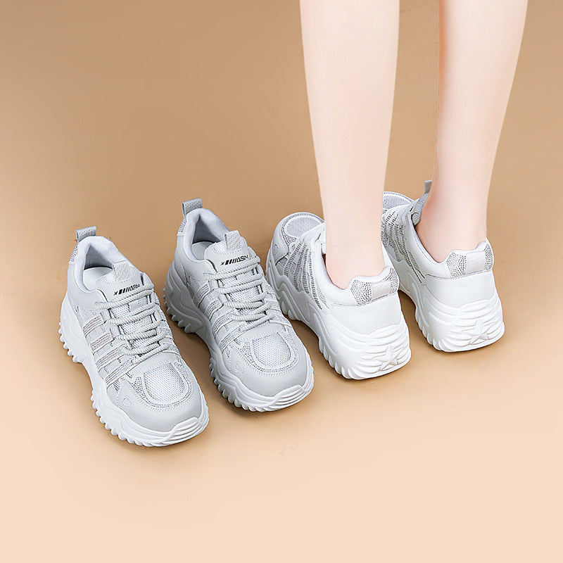 Women's Summer Fashion Thick Bottom Increased White Sports Casual Shoes