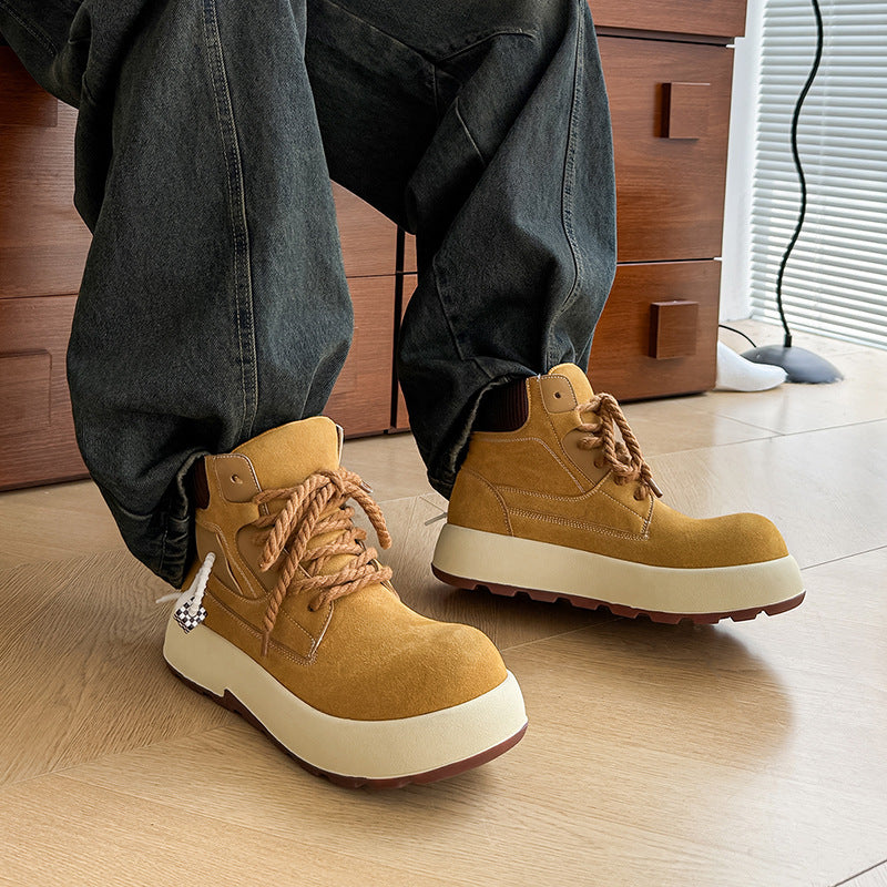 Men's Ugly Cute Big Head Version Worker Mickey Bread Boots