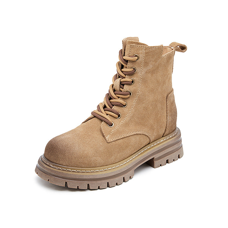 Women's Hollow Martin Summer Soft Retro Short Cow Suede Women's Leather Boots