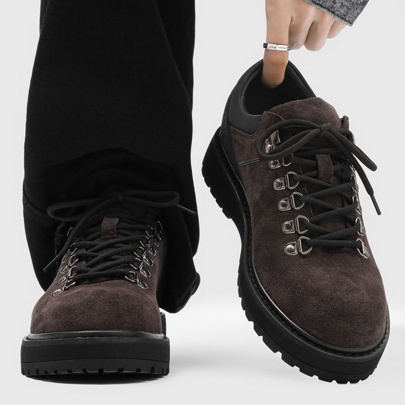Toe Invisible Elevated Comfortable American Retro Classic Winter Commute Men's Casual Leather Shoes