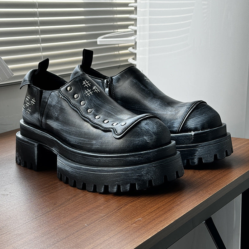 Men's Slip-on Korean Style Breathable Increased Summer Men's Casual Leather Shoes