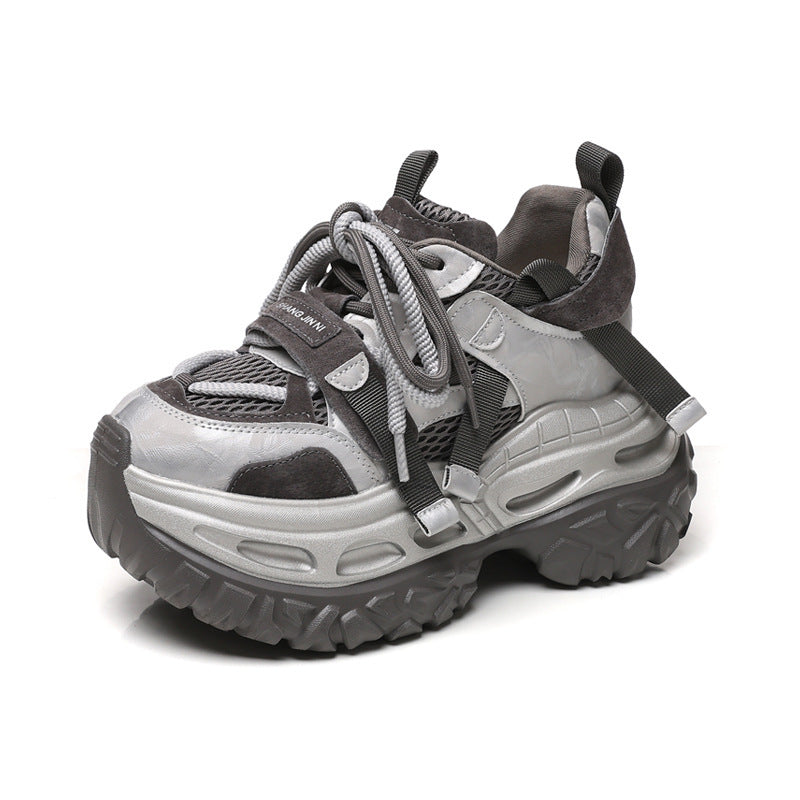 Women's Platform Height Increasing Insole Mesh Breathable Clunky Autumn Sports Casual Shoes