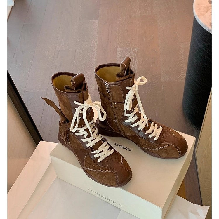 Women's Retro Side Zipper Safari Jacket German Women's Leather Boots