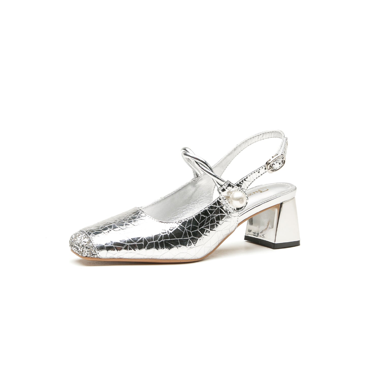 Square Toe Female Crack Design Sense Summer Thick Box Shallow Heels