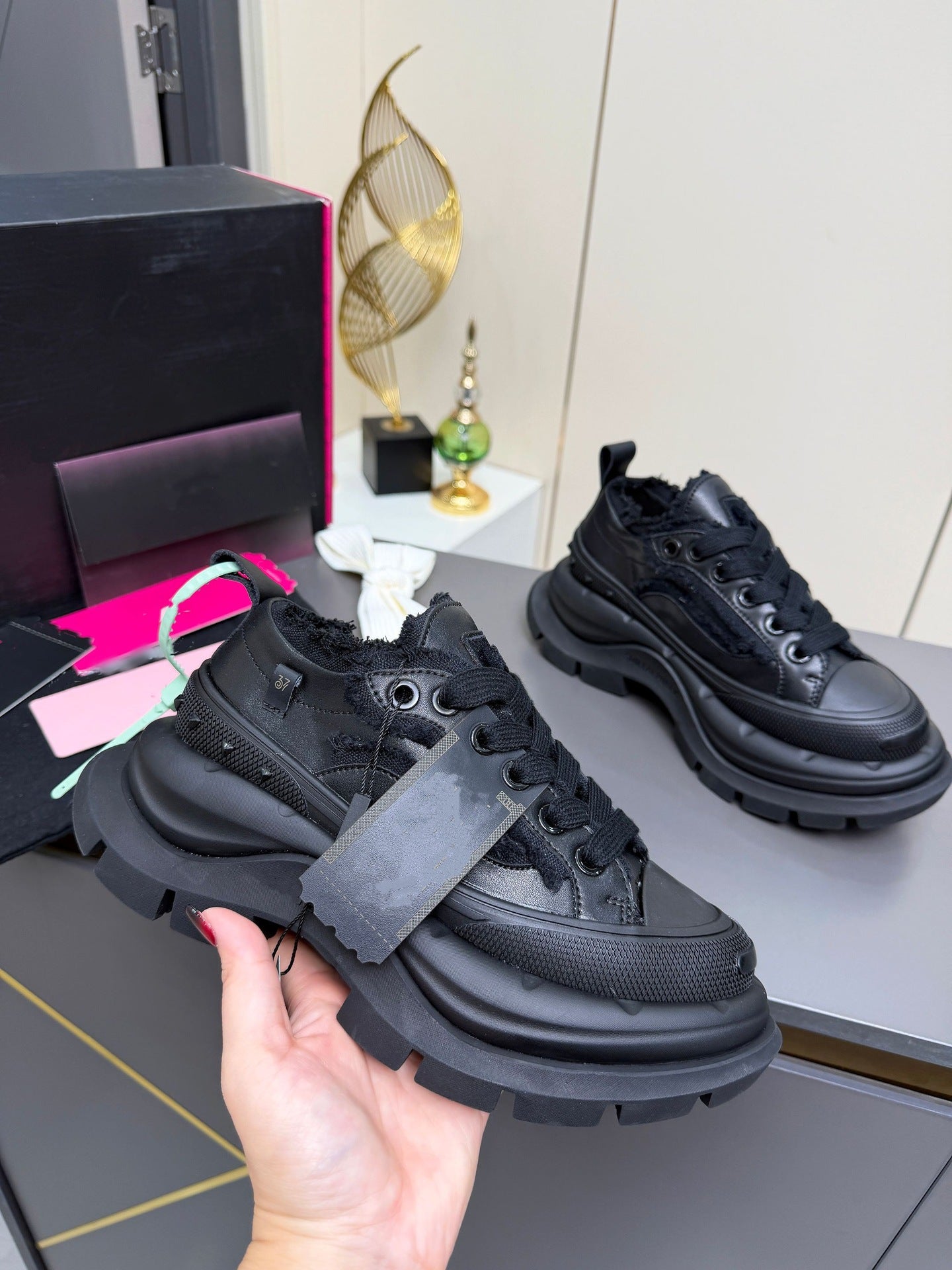 Jack Purcell Thick Bottom Small Heighten Round Head Lace Color Casual Shoes