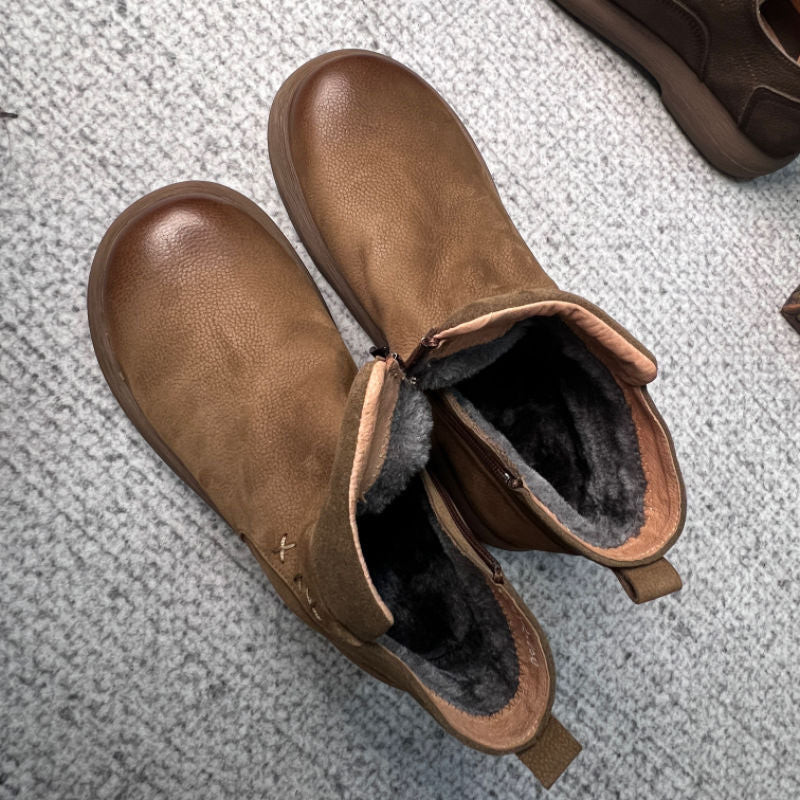 Men's Martin Winter Fleece-lined Chelsea Ankle Zipper Men's Leather Boots