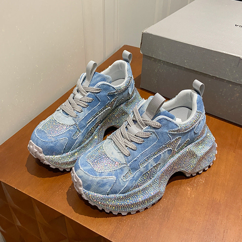 Women's Large Size Rhinestone Thick Bottom Fried Women's Sports Shoes