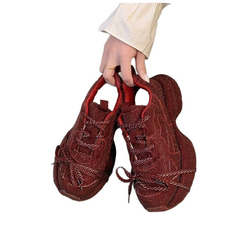 Women's Dad Spring Thick Bottom Increased Fried Street Women's Sports Shoes