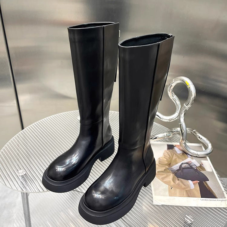 Female Thick Bottom Small Below The Knee Boots