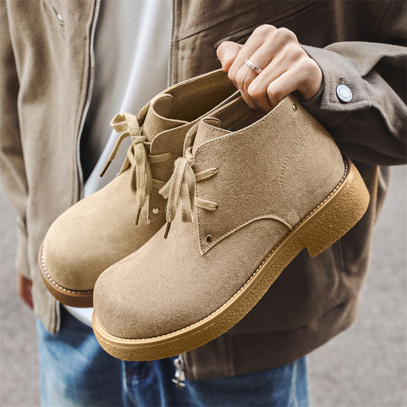Men's Head Increased Suede Derby Low Top Retro Worker Boots
