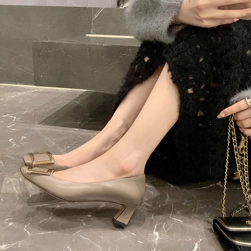 High Stiletto French Style Temperament Square Toe Women's Fashion Shoes