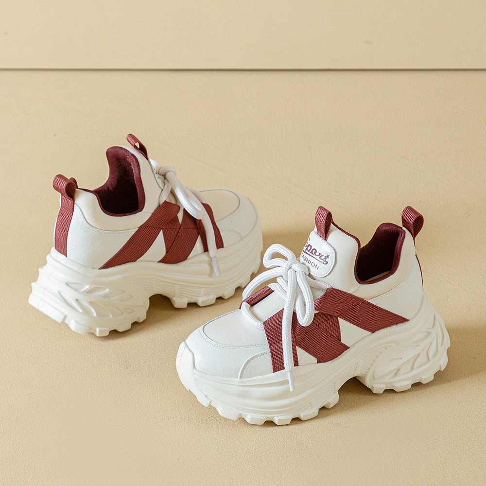 Women's Spring Life Red Dad Platform Soft Surface Warm Women's Sports Shoes