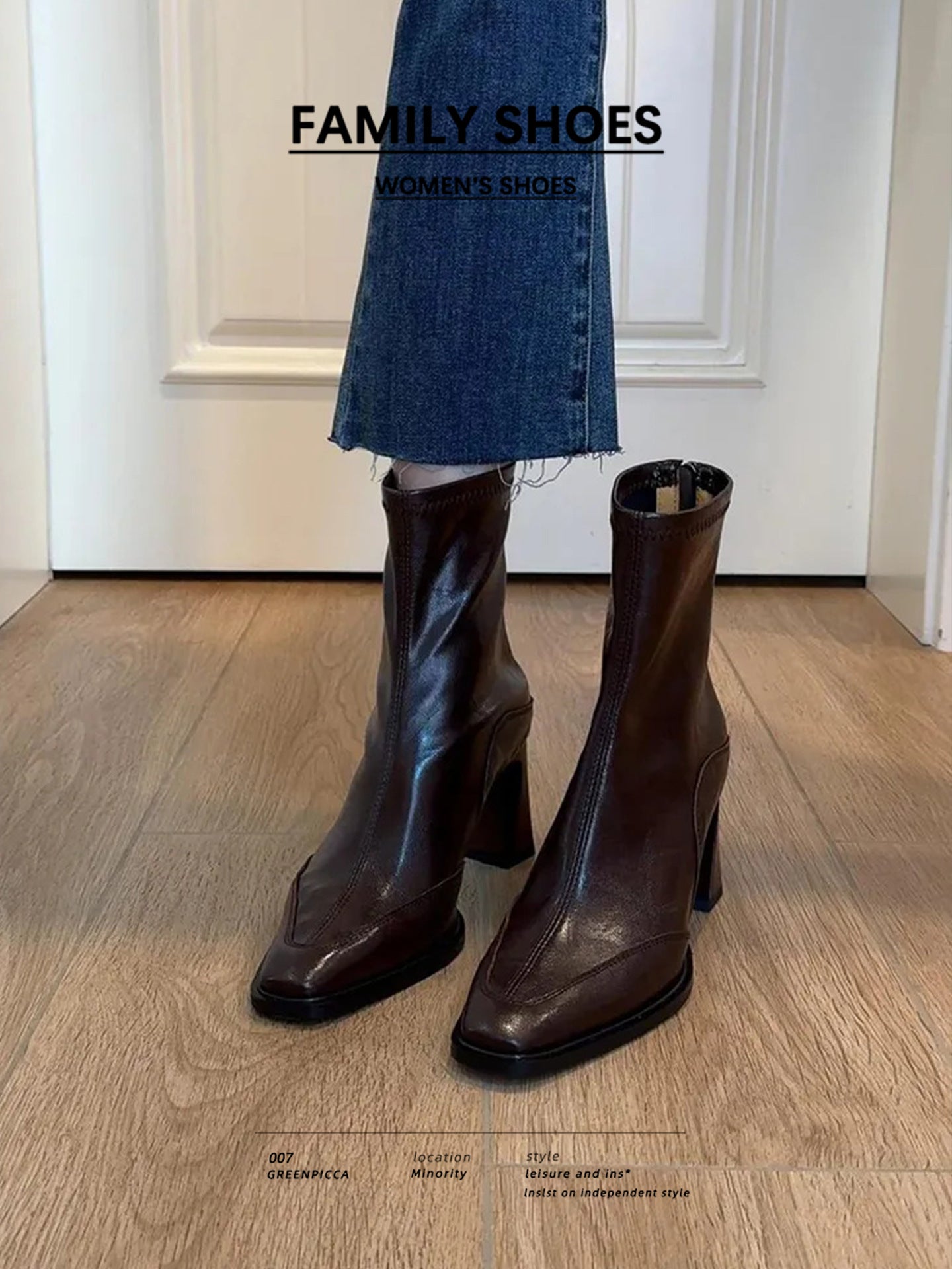 Ankle Female Square Toe Martin Black Plus Veet Chunky Heels