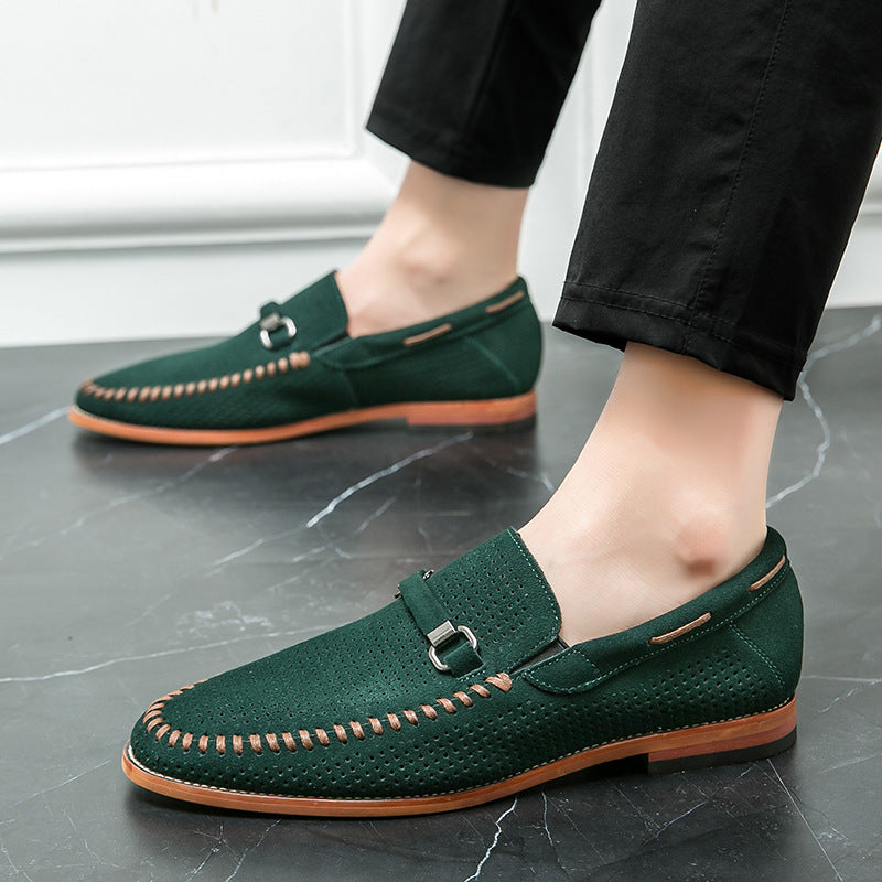 Men's Size Doug Business Punching Breathable Slip Leather Shoes