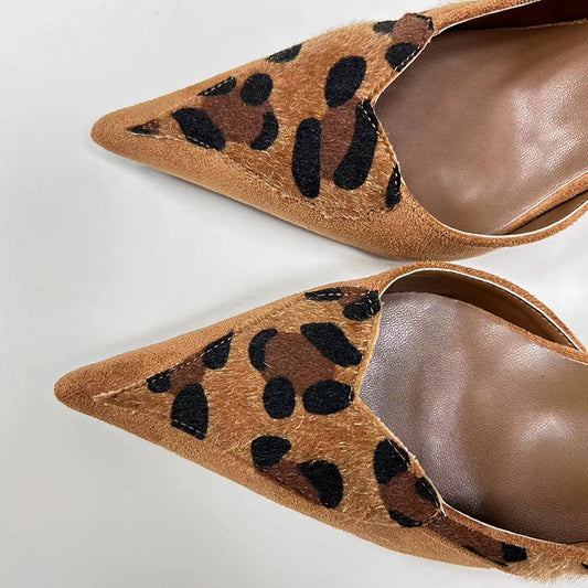 Women's Hot Pointed Leopard Print Spring Shallow Mouth Sexy Stiletto Heels